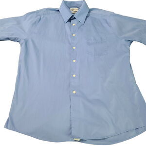 David Taylor Men's Button Down Shirt Blue Size L 13-16 1/2 Cotton Blend Pocket